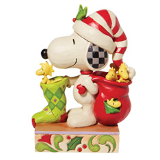 SNOOPY W STOCKING AND WOODSTO